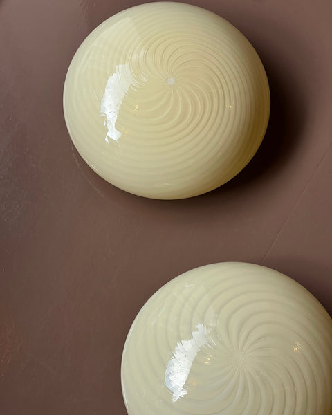 Vintage Murano yellow swirl ceiling/wall lamp (D30)