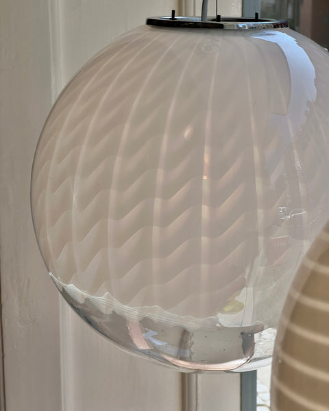 Vintage white clear Murano ceiling lamp (D40)