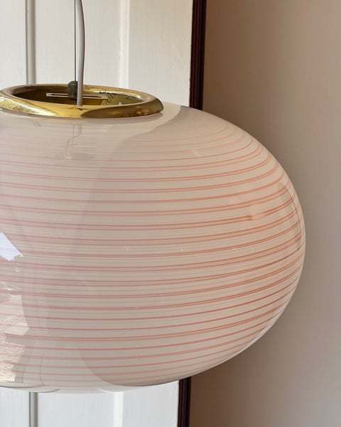 Vintage oval pink / white swirl Murano ceiling lamp (D50)