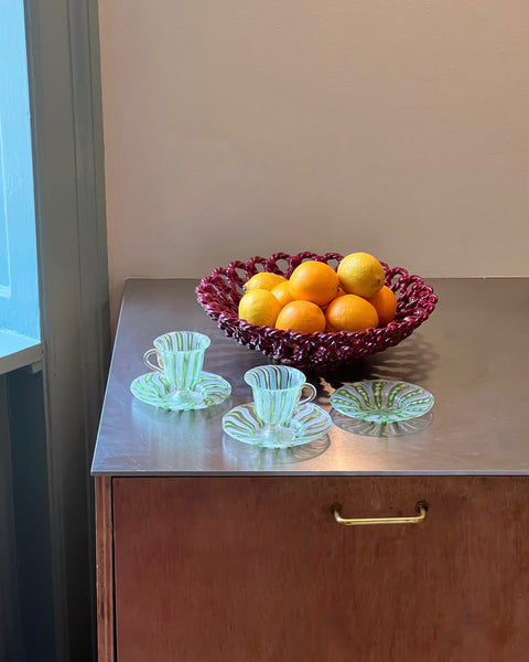 Vintage red ceramic basket