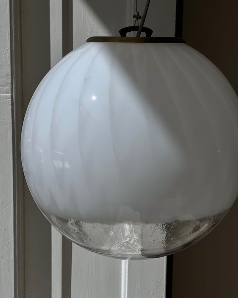 Vintage white clear Murano ceiling lamp (D35)