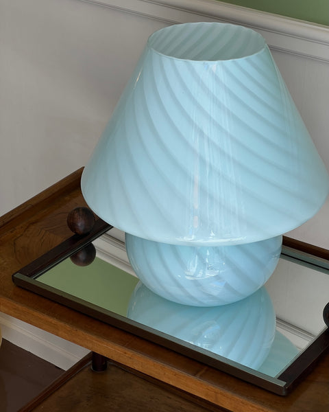 Vintage light blue Murano mushroom table lamp - Large