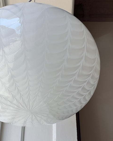 Vintage Murano oval white swirl ceiling lamp (D40)