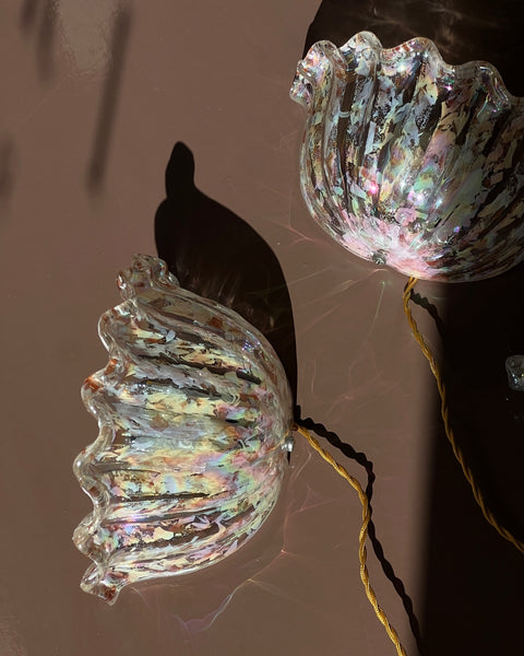 Vintage golden/peach/iridescent Murano wall lamp