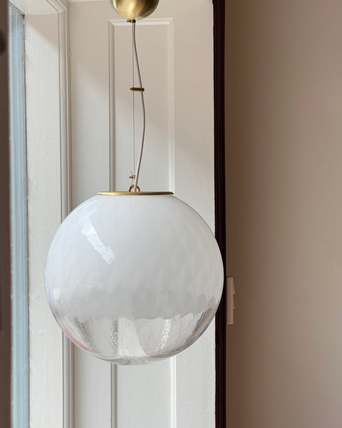 Vintage white clear Murano ceiling lamp (D35)