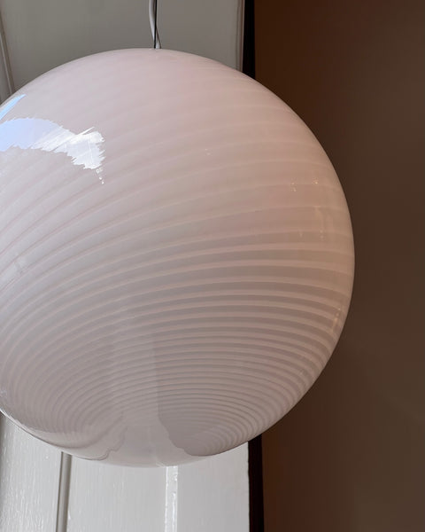 Vintage Murano white swirl ceiling lamp (D50)