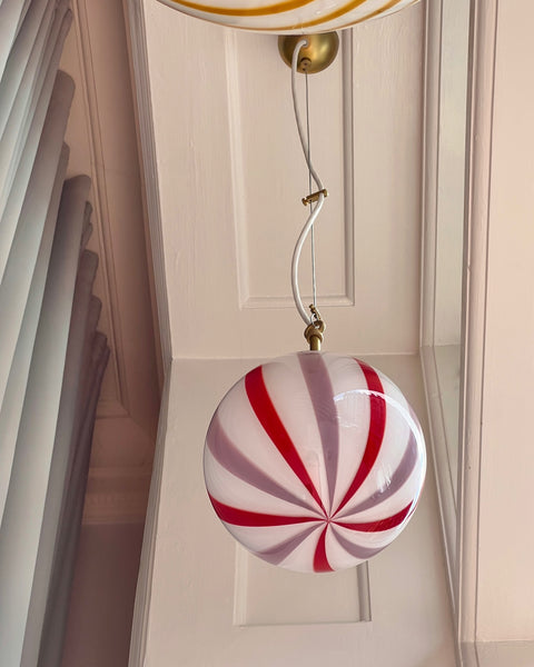 Ceiling lamp - Pink lavender / red vertical stripes (D20)