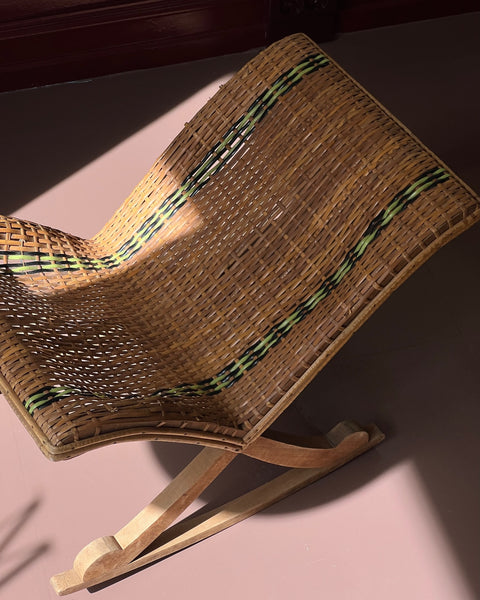 Vintage rattan footrest or magazine holder