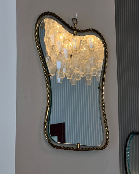 Vintage Italian mirror with twisted brass frame