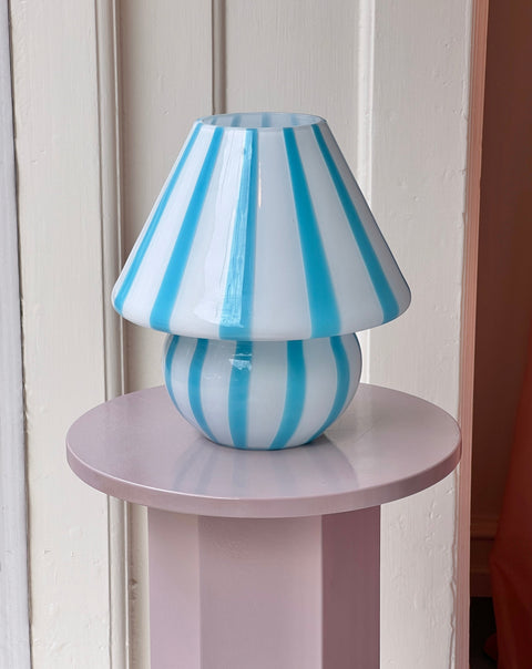 Mushroom table lamp - Blue vertical stripes