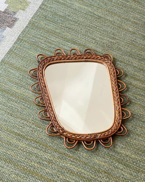 Vintage Italian mirror with rattan frame