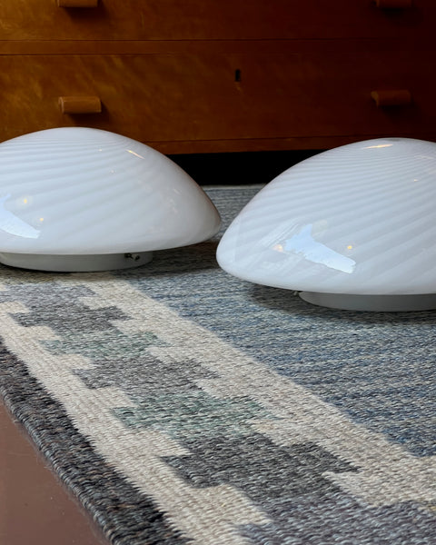 Vintage Murano white swirl ceiling/wall lamp (D33)