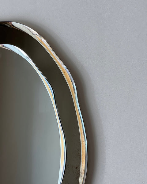 Vintage rosegold/brown wavy oval Italian Mirror