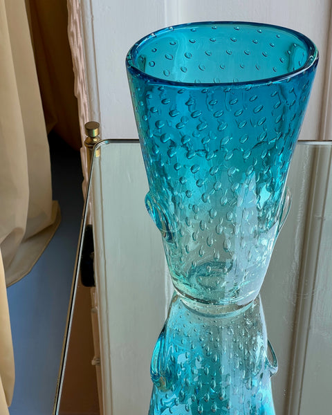 Vintage blue / clear Murano vase