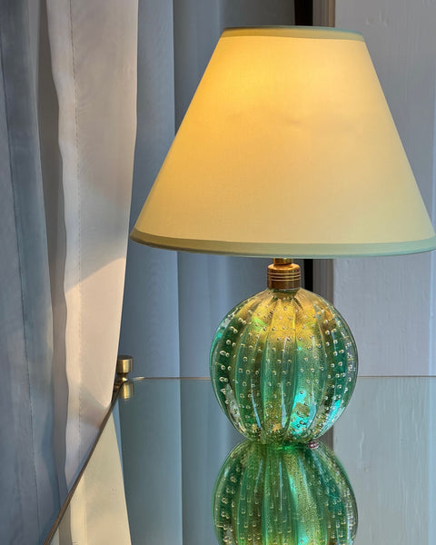 Vintage green Murano table lamp (with shade)