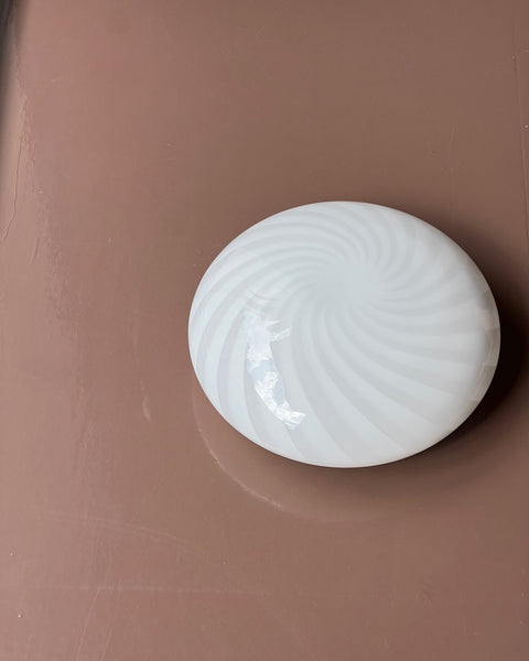 Vintage Murano white swirl ceiling/wall lamp (D38)