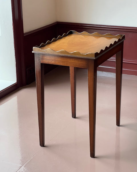 Vintage wavy/scalloped wooden side table