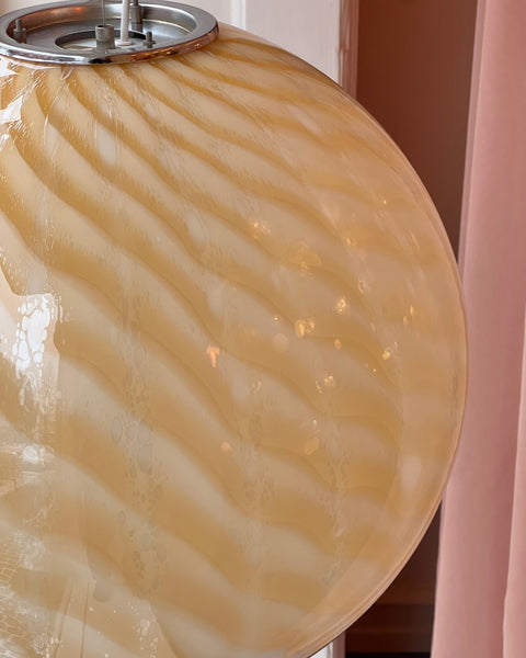 Large vintage golden clear Murano ceiling lamp (D50)