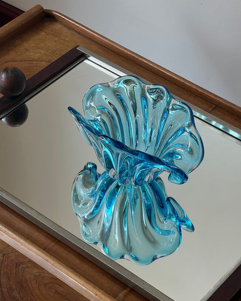 Vintage blue Murano shell bowl