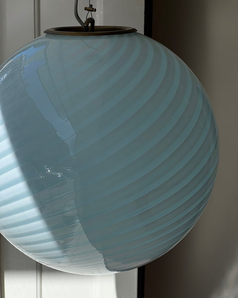 Vintage Murano light blue swirl ceiling lamp (D40)