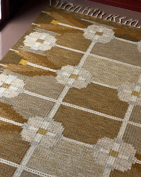 Vintage flat weave rug by Ingegerd Silow (IS)