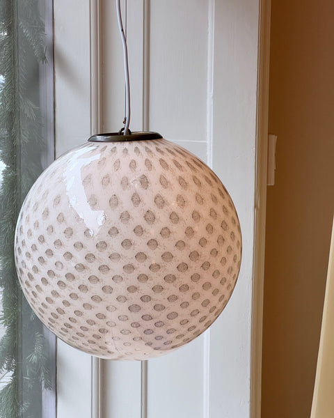 Vintage round white/black dotted Murano ceiling lamp (D40)