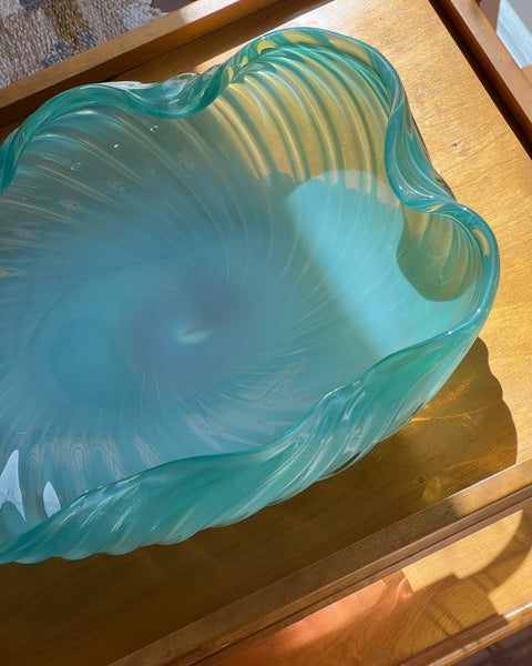 Large vintage blue Murano dish
