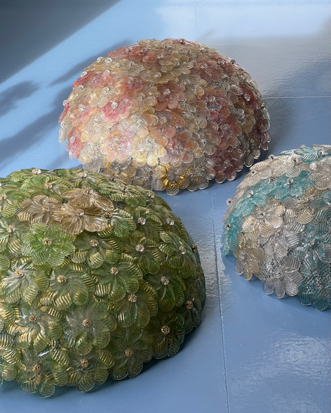 Vintage golden/white/pink Murano flower ceiling/wall lamp (D40)