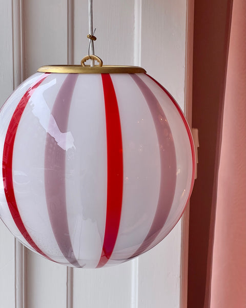 Ceiling lamp - Pink lavender / red vertical stripes (D30)