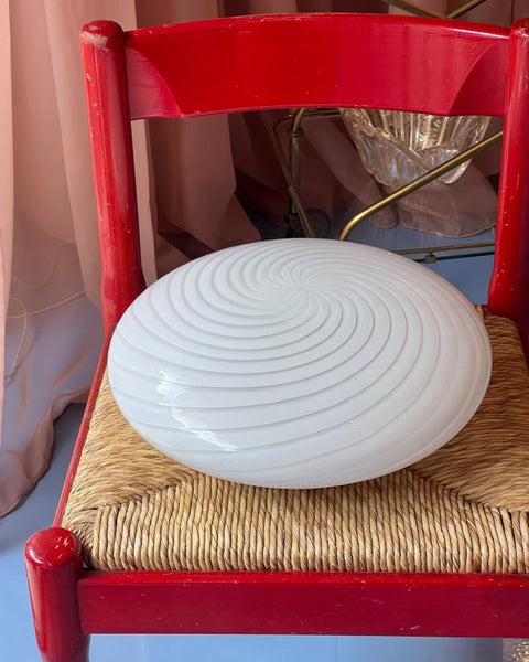 Vintage Murano white swirl ceiling/wall lamp (D36)
