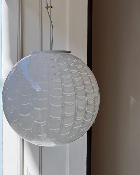 Vintage round white pattern Murano ceiling lamp (D40)