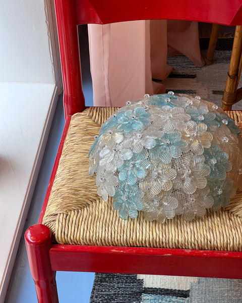 Vintage blue/golden/white Murano flower ceiling/wall lamp (D30)