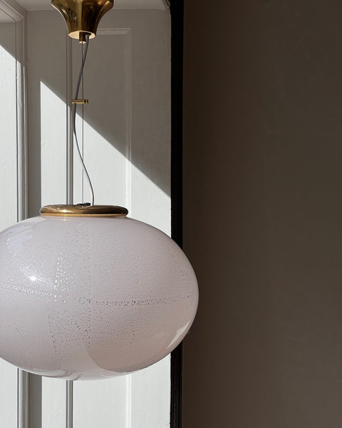 Vintage Murano pink/silver ceiling lamp (D45)