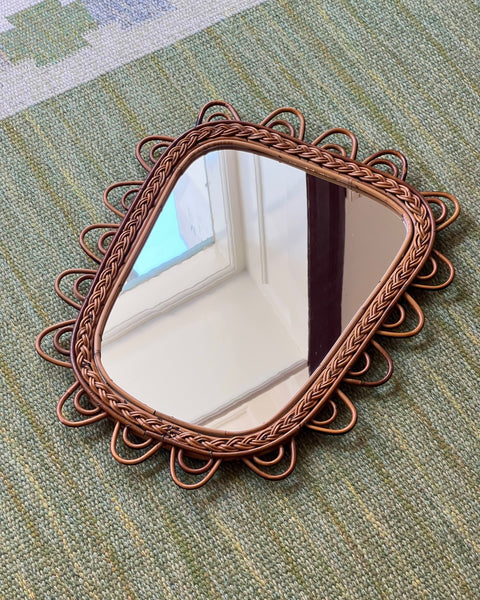 Vintage Italian mirror with rattan frame
