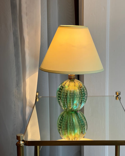 Vintage green Murano table lamp (with shade)