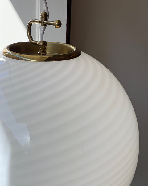 Vintage Murano white swirl ceiling lamp (D50)