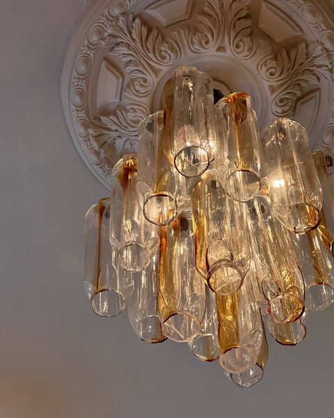 Vintage Murano golden/clear chandelier