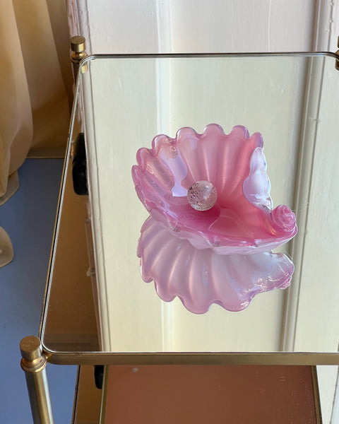 Vintage opal pink Murano shell bowl (1 available)