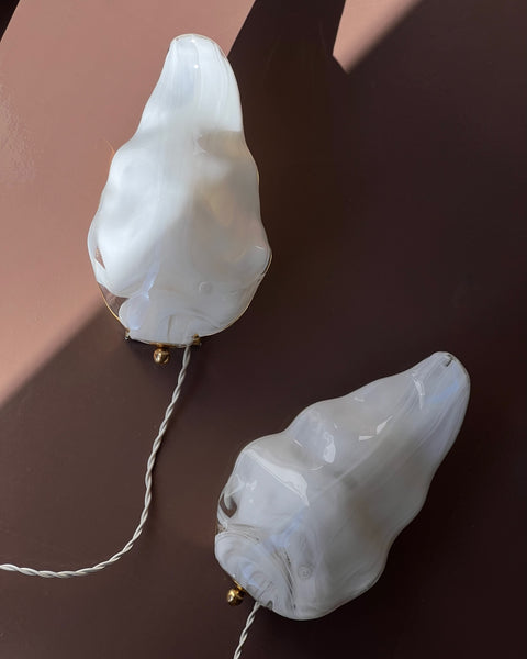 Vintage milky white Murano leaf wall lamp