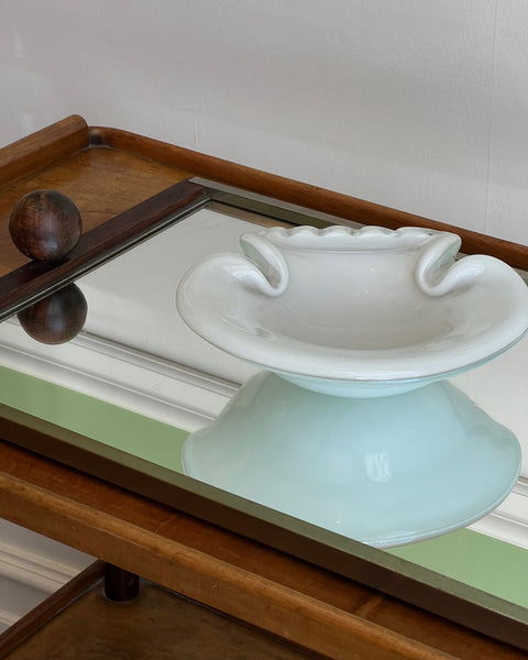 Vintage opal white Murano shell bowl