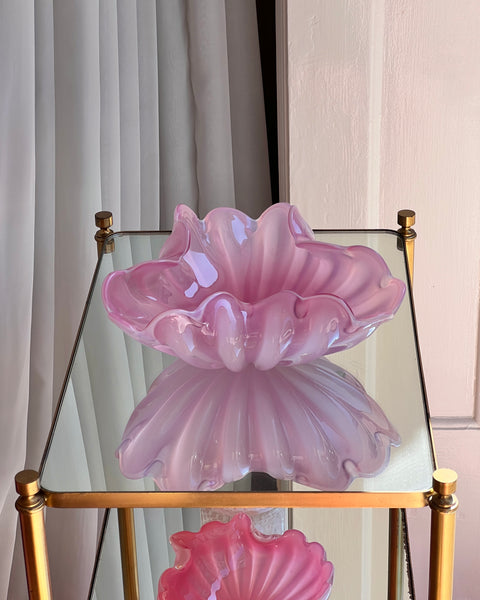 Vintage opal pink Murano shell bowl