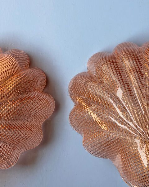 Pair of vintage pink Murano shell wall lamps