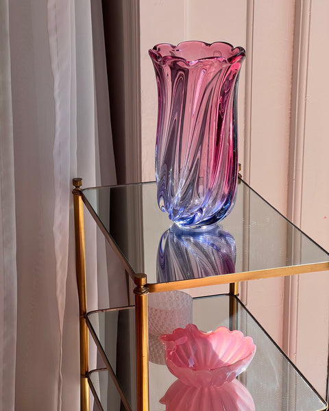Large vintage pink/purple Murano vase