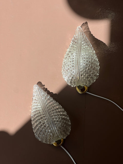 Vintage Murano leaf wall lamp (2 available)