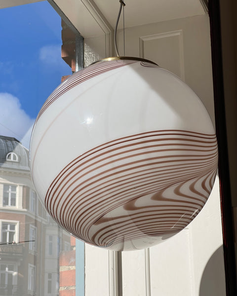 Vintage Murano brown swirl ceiling lamp (D50)