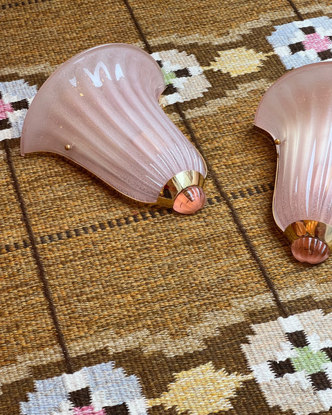 Vintage pink / shimmer Murano wall lamp