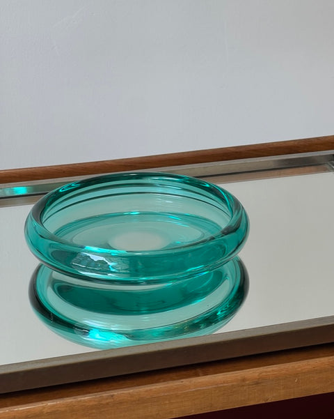 Vintage clear turquoise/green Murano dish/bowl