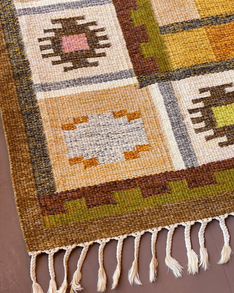 Vintage flat weave rug by Ingegerd Silow (IS)