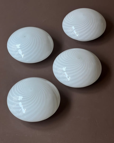 Vintage Murano white swirl ceiling/wall lamp (D30) (2 available)