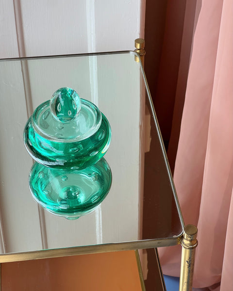 Vintage large green Murano bonbonniere